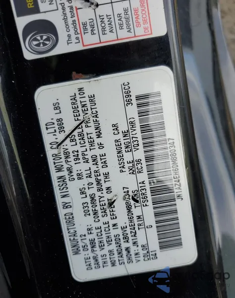 2013 Nissan 370Z Base z USA, uszkodzony, nr VIN JN1AZ4EH6DM880347